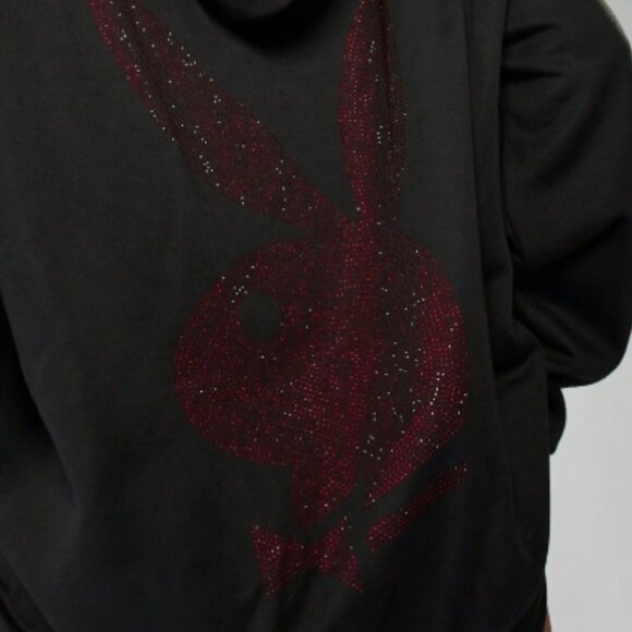 Playboy Oversized Hoodie with red Rhinestones - Picture 3 of 5